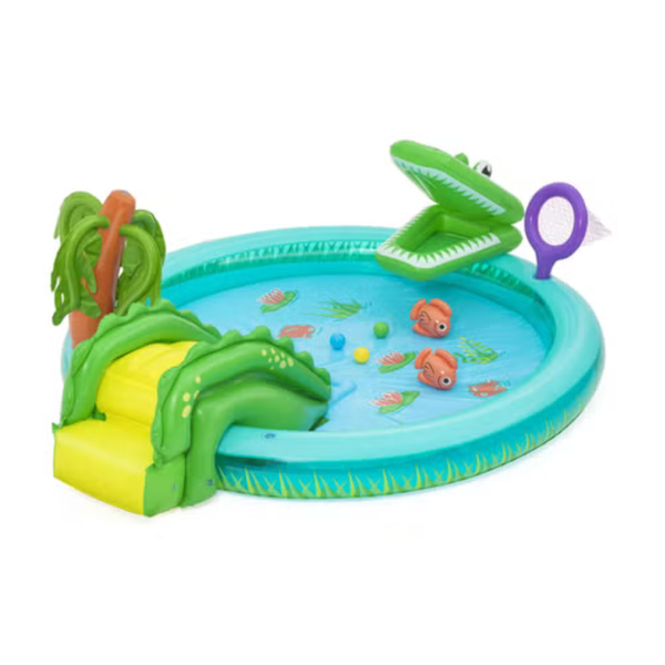 Bestway Crocodile Cove Kids Inflatable Water Play Center & Pool with Slide