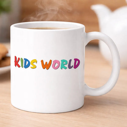 Kids World  Ceramic Mug – White Cartoon Print