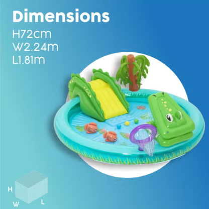 Bestway Crocodile Cove Kids Inflatable Water Play Center & Pool with Slide