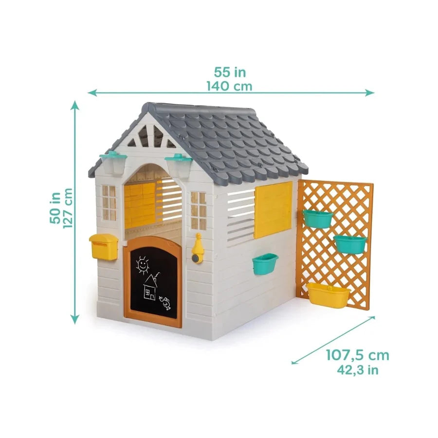 Dolu Garden Playhouse with Fence – WhiteGrey