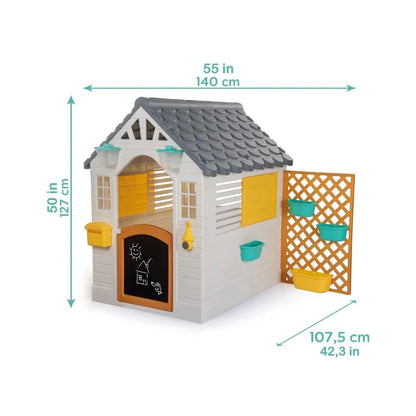Dolu Garden Playhouse with Fence – WhiteGrey
