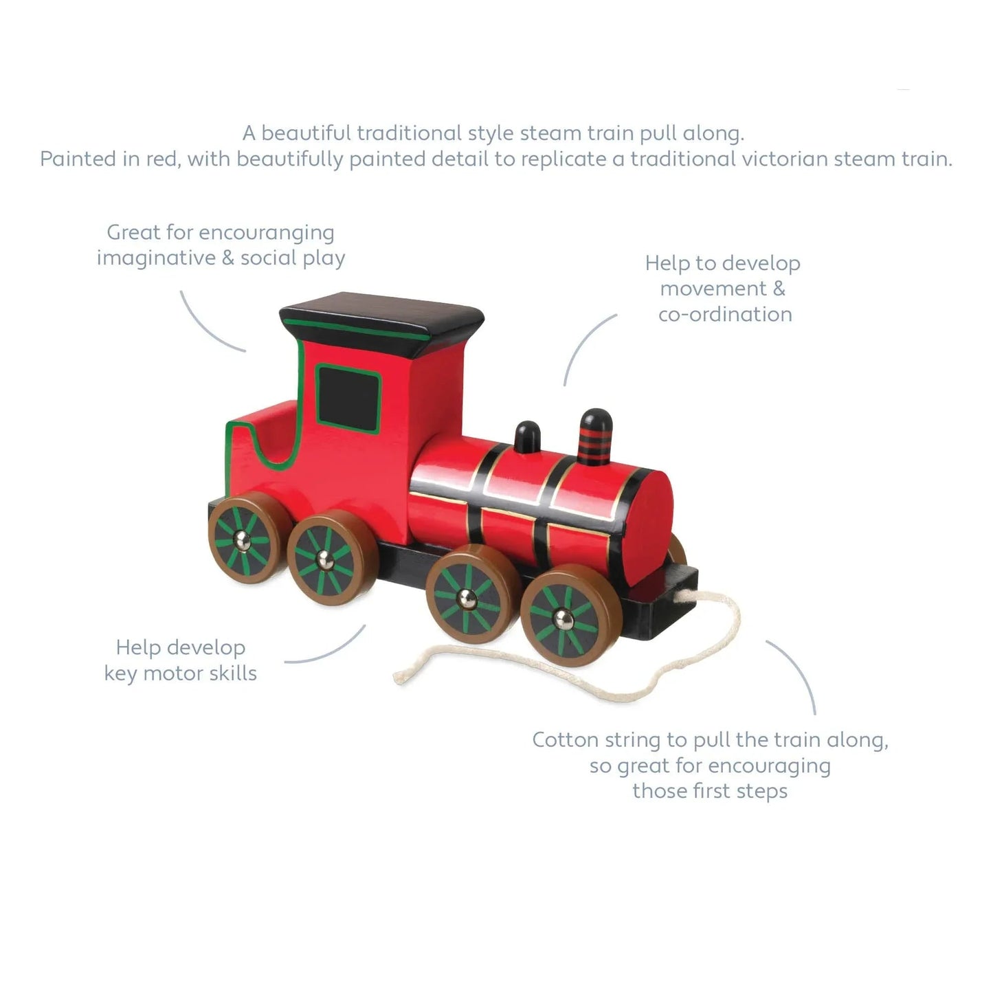 Steam Train Wooden Pull Along