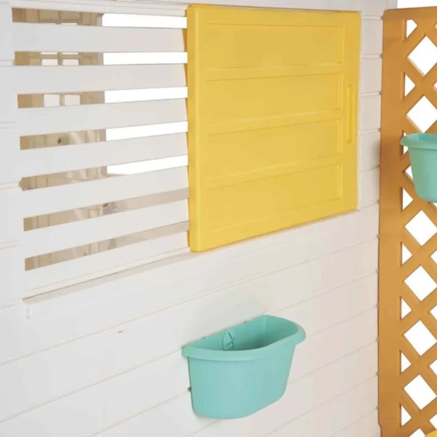 Dolu Garden Playhouse with Fence – WhiteGrey