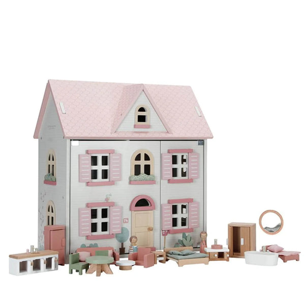 Pink Wooden Doll's House with Furniture & Accessories